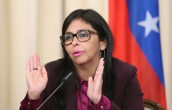 Russian Foreign Minister Sergei Lavrov meets with his Venezuelan counterpart Delcy Rodriguez
