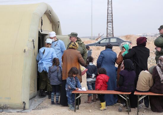 Jibrin temporary refugee accommodation center in Aleppo