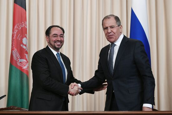 Russian Foreign Minister Sergey Lavrov meets with Afghan Foreign Minister Salahuddin Rabbani