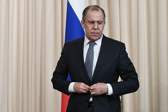 Russian Foreign Minister Sergey Lavrov meets with Afghan Foreign Minister Salahuddin Rabbani