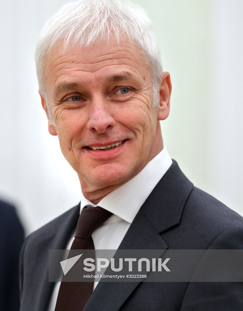 President Vladimir Putin meets with Volkswagen AG Management Board Chair Matthias Müller