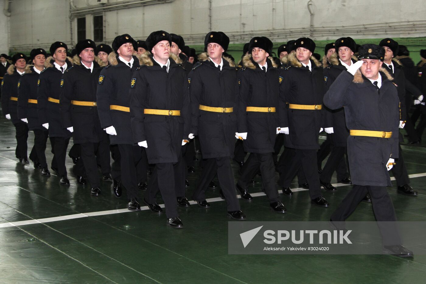 Admiral Kuznetsov aircraft carrier meeting ceremony in Severomorsk
