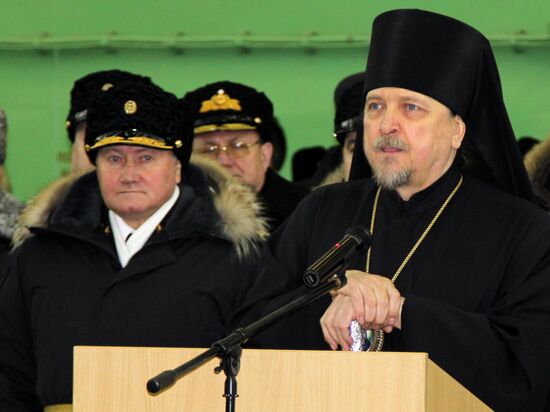 Admiral Kuznetsov aircraft carrier meeting ceremony in Severomorsk