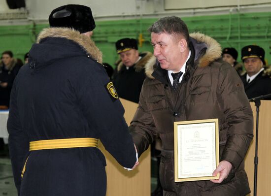 Admiral Kuznetsov aircraft carrier meeting ceremony in Severomorsk