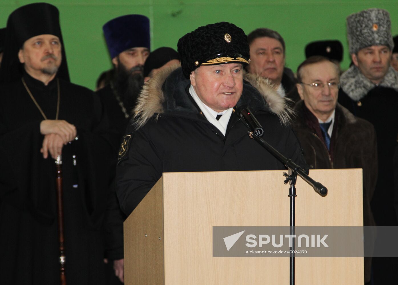 Admiral Kuznetsov aircraft carrier meeting ceremony in Severomorsk