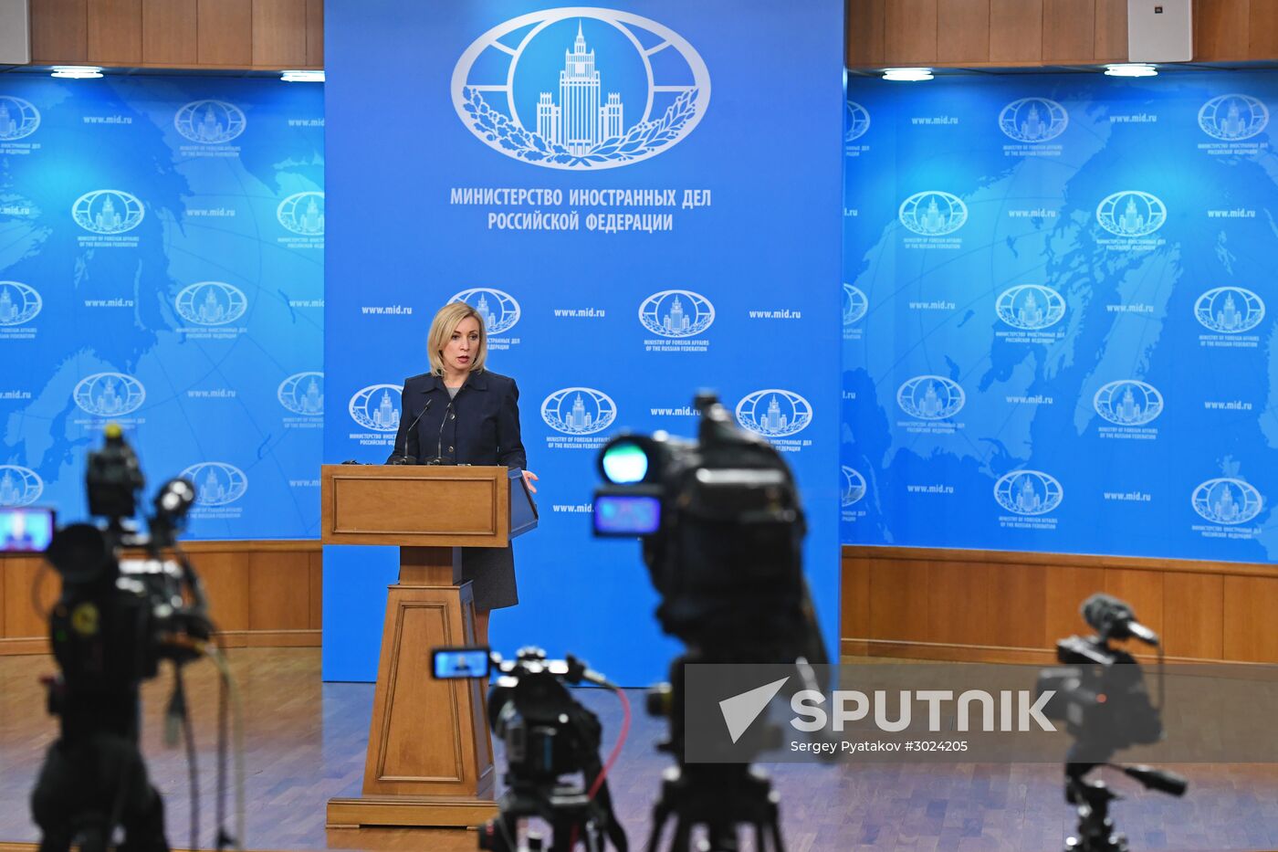 Russian Foreign Ministry Spokesperson Maria Zakharova at a briefing