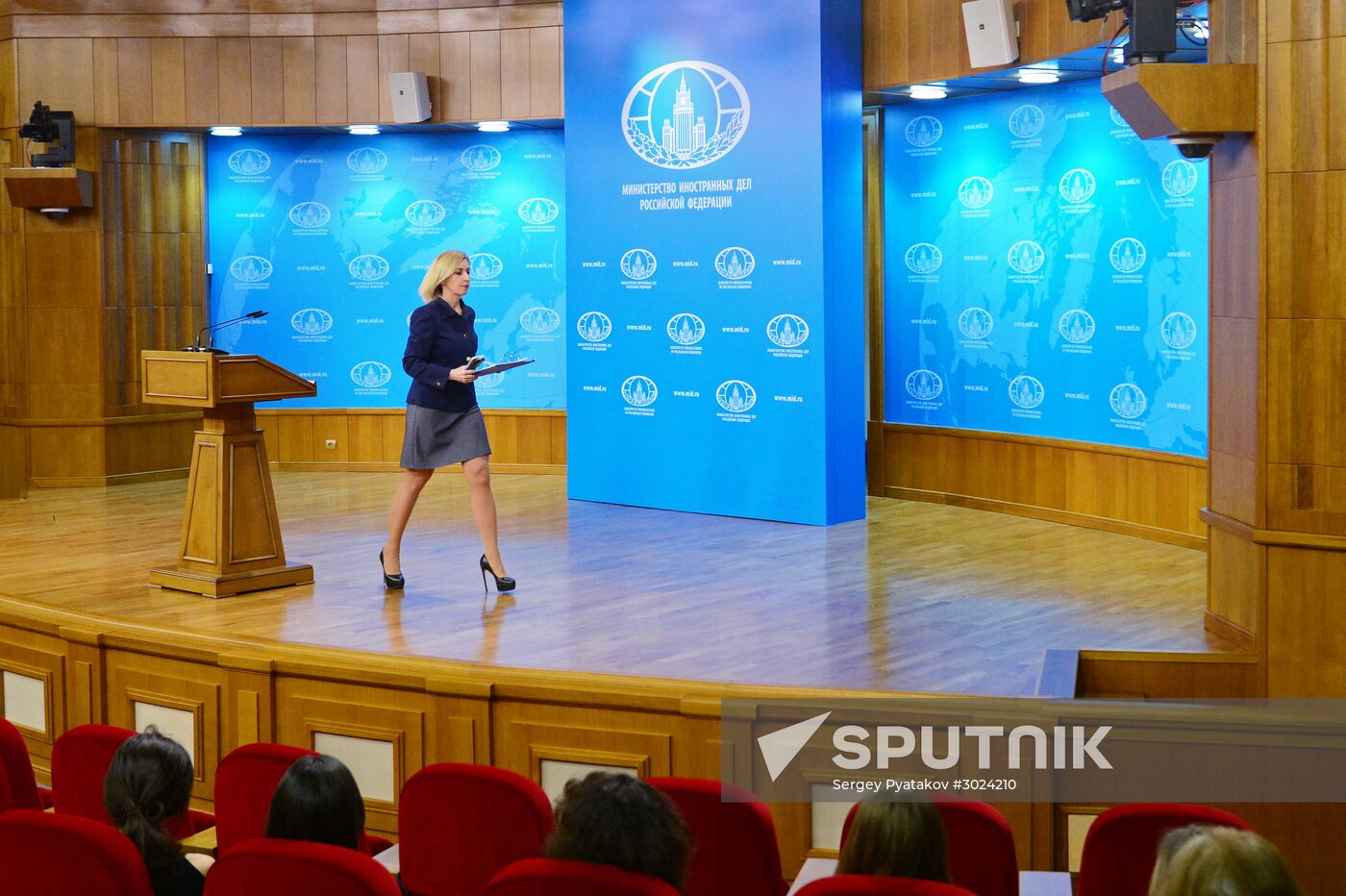 Russian Foreign Ministry Spokesperson Maria Zakharova at a briefing