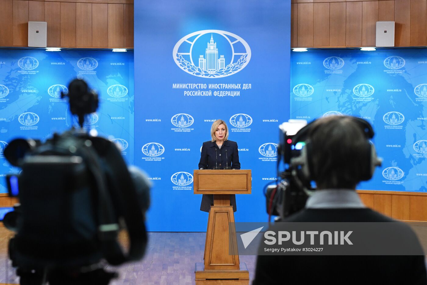 Russian Foreign Ministry Spokesperson Maria Zakharova at a briefing