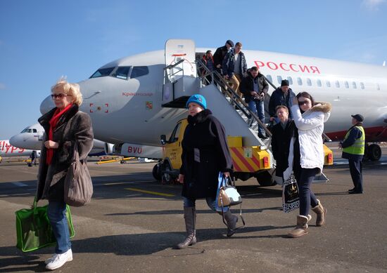 Krasnodar International Airport welcomed same-name airplane of Rossiya airlines