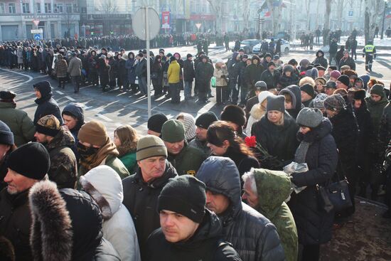 Farewell to Somalia batallion commander Mikhail Tolstykh (aka Givi) in Donetsk