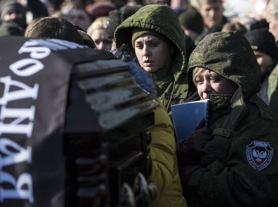 Farewell to Somalia batallion commander Mikhail Tolstykh (aka Givi) in Donetsk