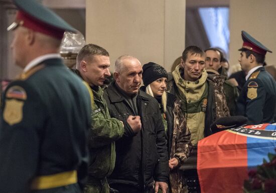 Farewell to Somalia batallion commander Mikhail Tolstykh (aka Givi) in Donetsk