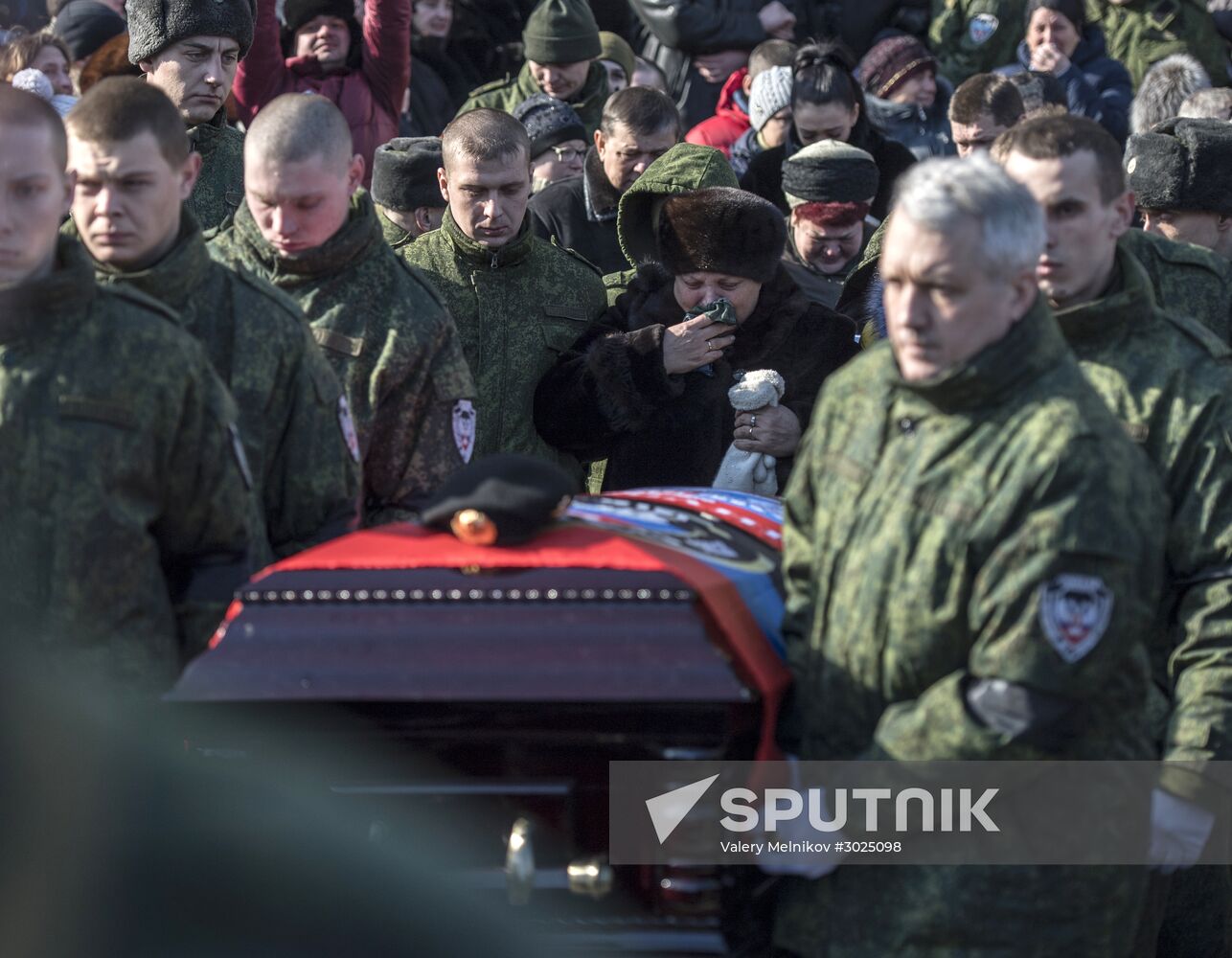 Farewell to Somalia batallion commander Mikhail Tolstykh (aka Givi) in Donetsk