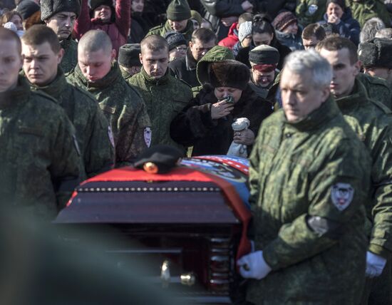 Farewell to Somalia batallion commander Mikhail Tolstykh (aka Givi) in Donetsk