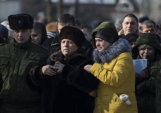 Farewell to Somalia batallion commander Mikhail Tolstykh (aka Givi) in Donetsk