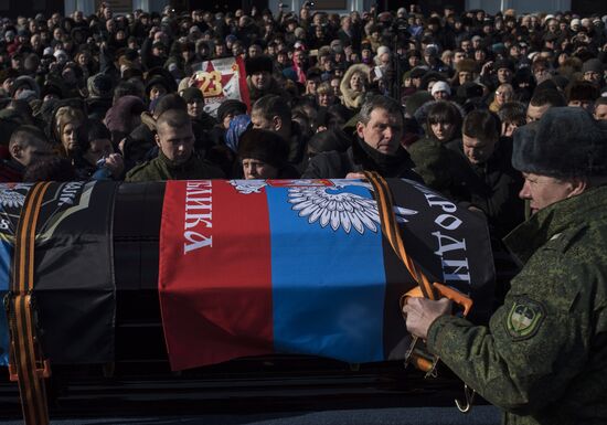 Farewell to Somalia batallion commander Mikhail Tolstykh (aka Givi) in Donetsk