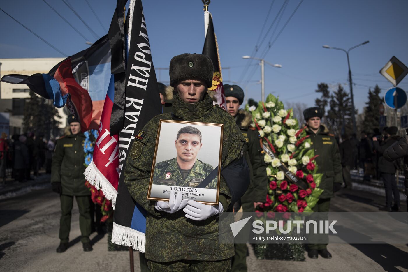 Farewell to Somalia batallion commander Mikhail Tolstykh (aka Givi) in Donetsk