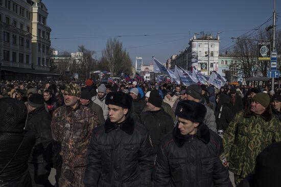Farewell to Somalia batallion commander Mikhail Tolstykh (aka Givi) in Donetsk