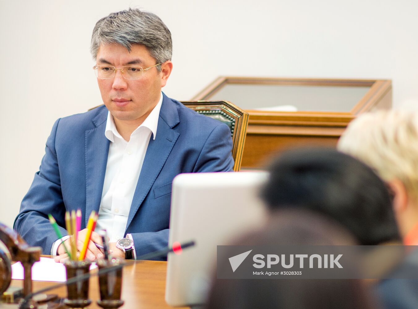 Acting Head of the Republic of Buryatia Alexei Tsydenov meets with chiefs of media outlets