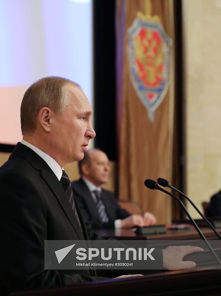 President Vladimir Putin at meeting of Federal Security Service board