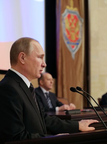 President Vladimir Putin at meeting of Federal Security Service board