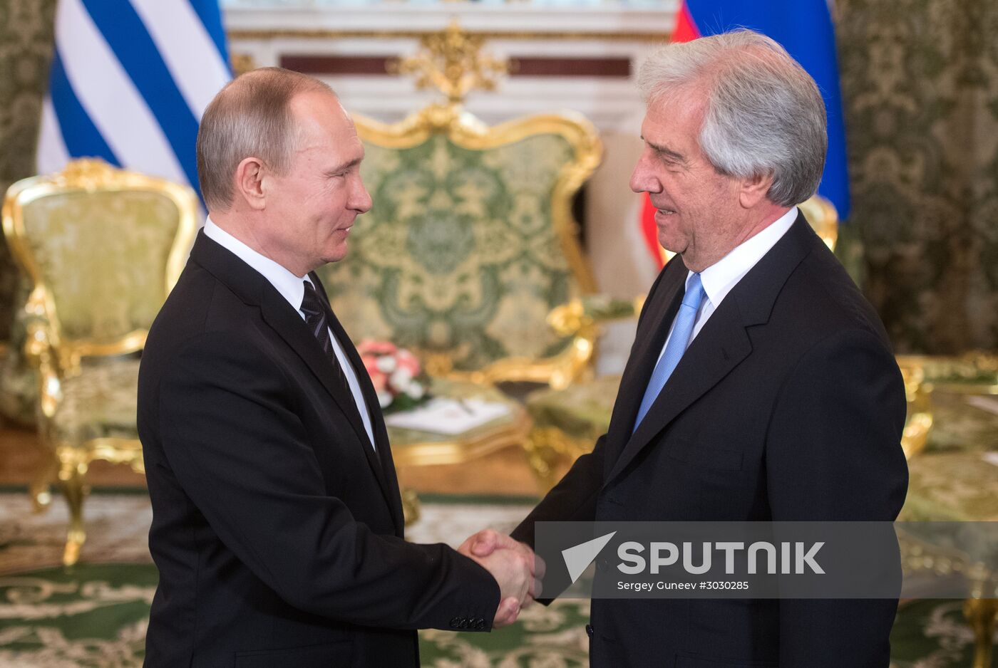 Russian President Vladimir Putin meets with President of Uruguay Tabare Vazquez