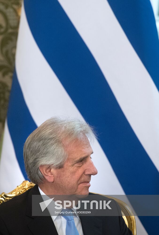 Russian President Vladimir Putin meets with President of Uruguay Tabare Vazquez