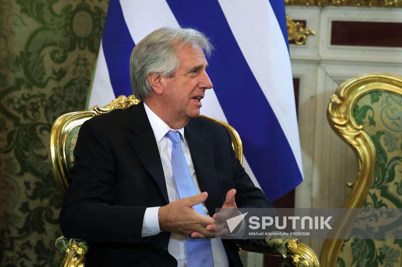 Russian President Vladimir Putin meets with President of Uruguay Tabaré Vazquez