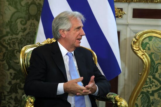 Russian President Vladimir Putin meets with President of Uruguay Tabaré Vazquez