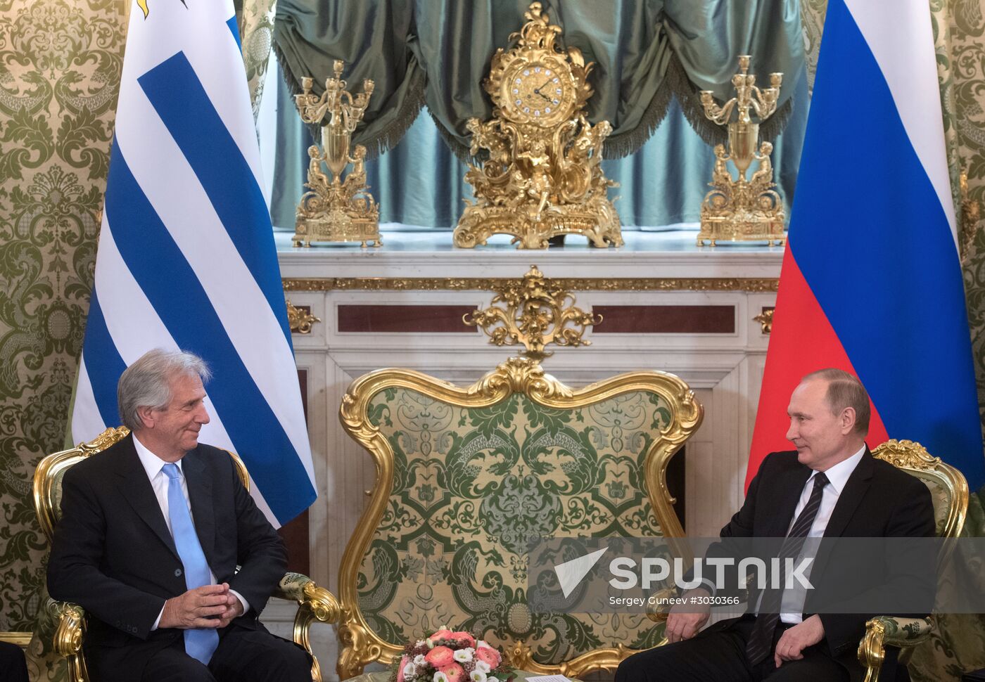 Russian President Vladimir Putin meets with President of Uruguay Tabaré Vazquez