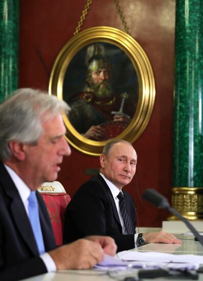 Russian President Vladimir Putin meets with President of Uruguay Tabaré Vazquez