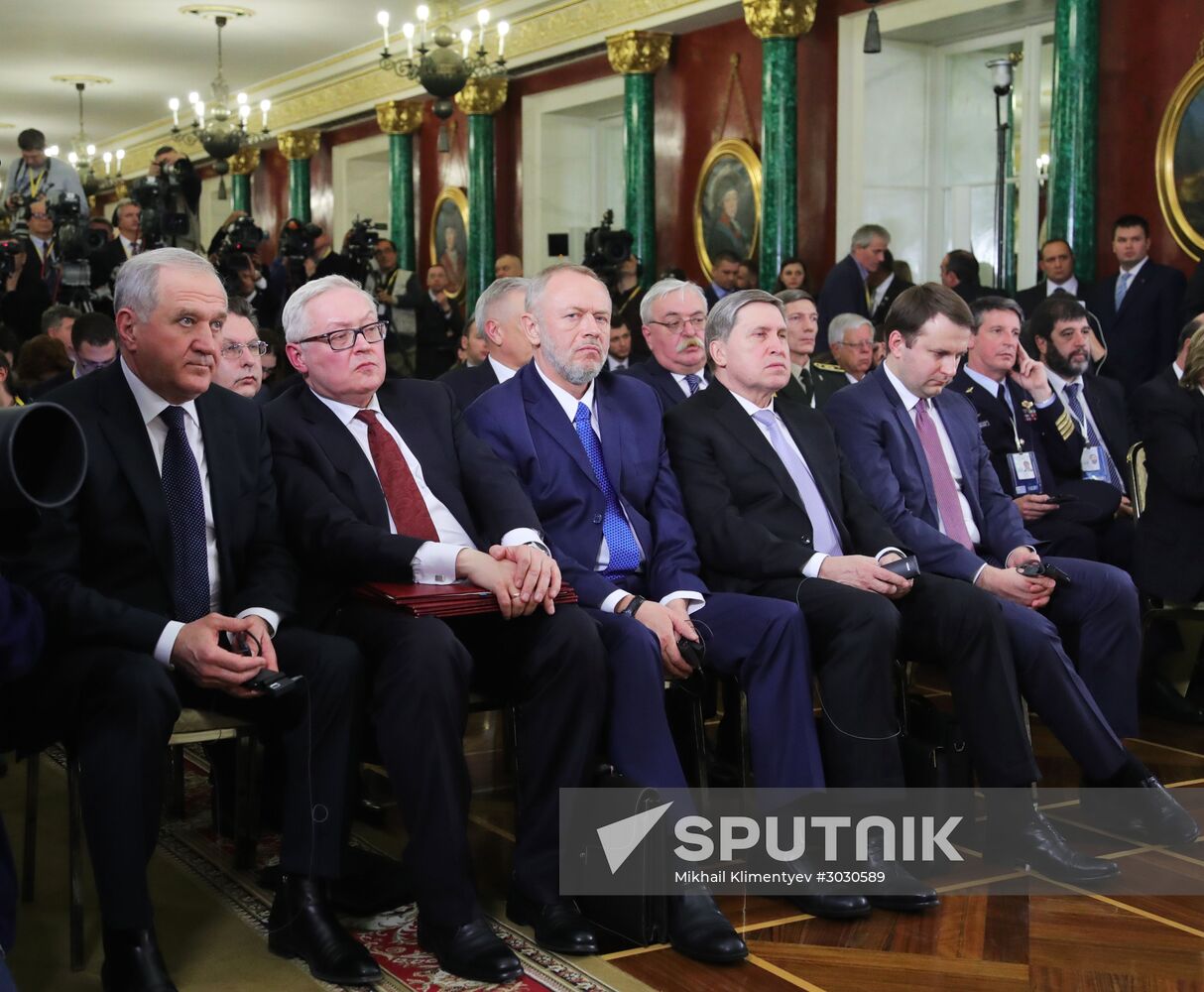 Russian President Vladimir Putin meets with President of Uruguay Tabare Vazquez