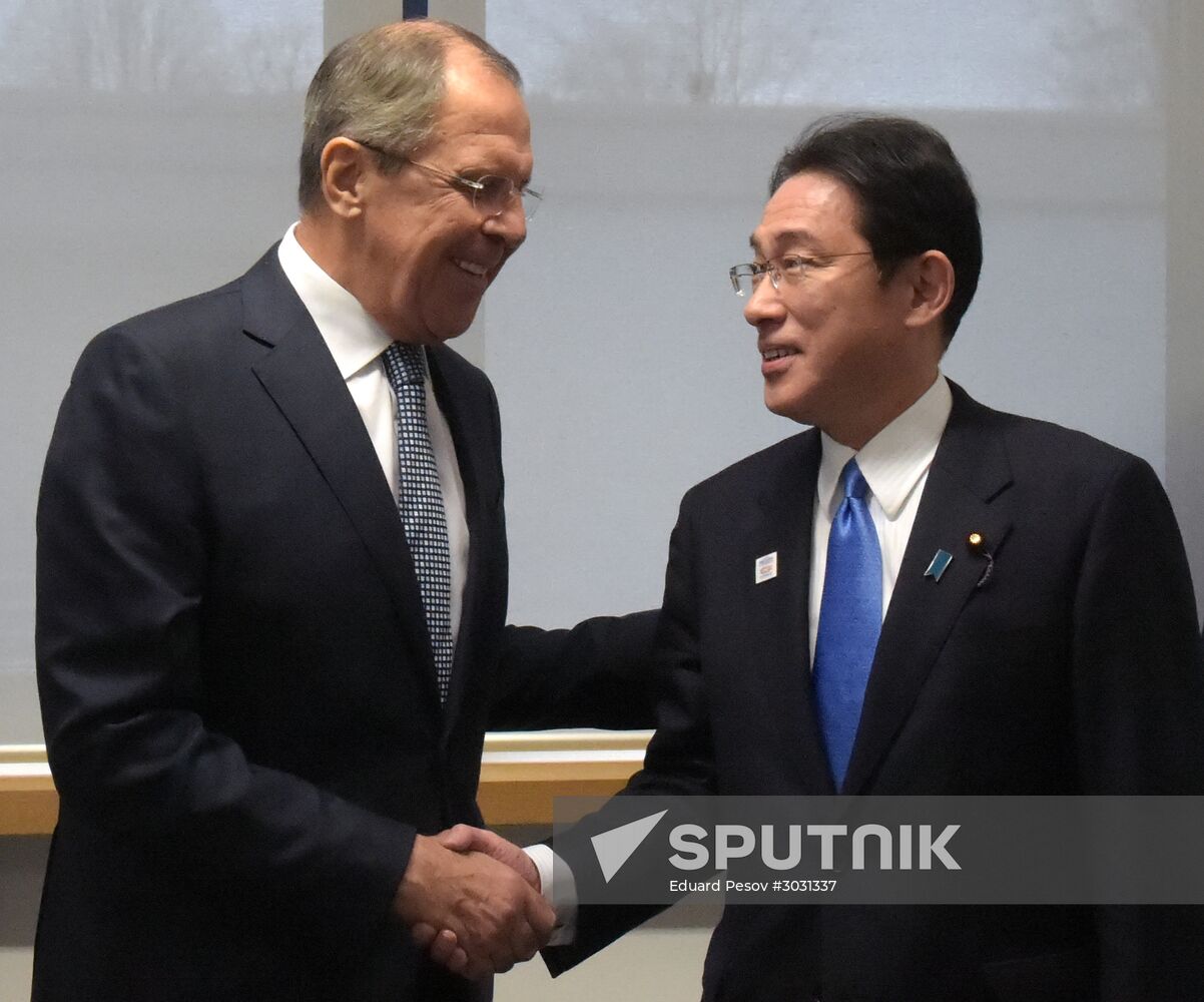 Russian Foreign Minister Lavrov meets Japan's FM Fumio Kishida in Bonn.