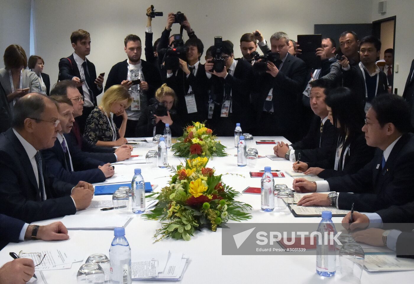 Russian Foreign Minister Lavrov meets Japan's FM Fumio Kishida in Bonn.