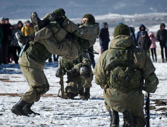 Exhibition performances by soldiers of Black Sea Fleet devoted to Defender of the Fatherland Day