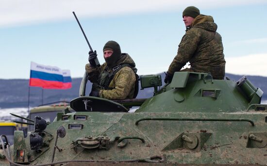Exhibition performances by soldiers of Black Sea Fleet devoted to Defender of the Fatherland Day
