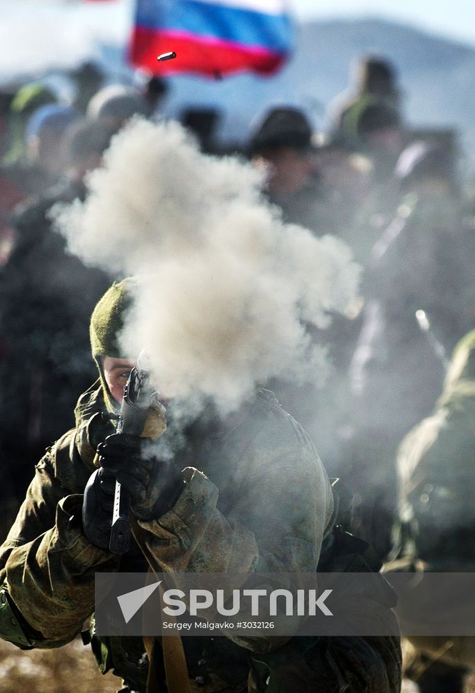 Exhibition performances by soldiers of Black Sea Fleet devoted to Defender of the Fatherland Day