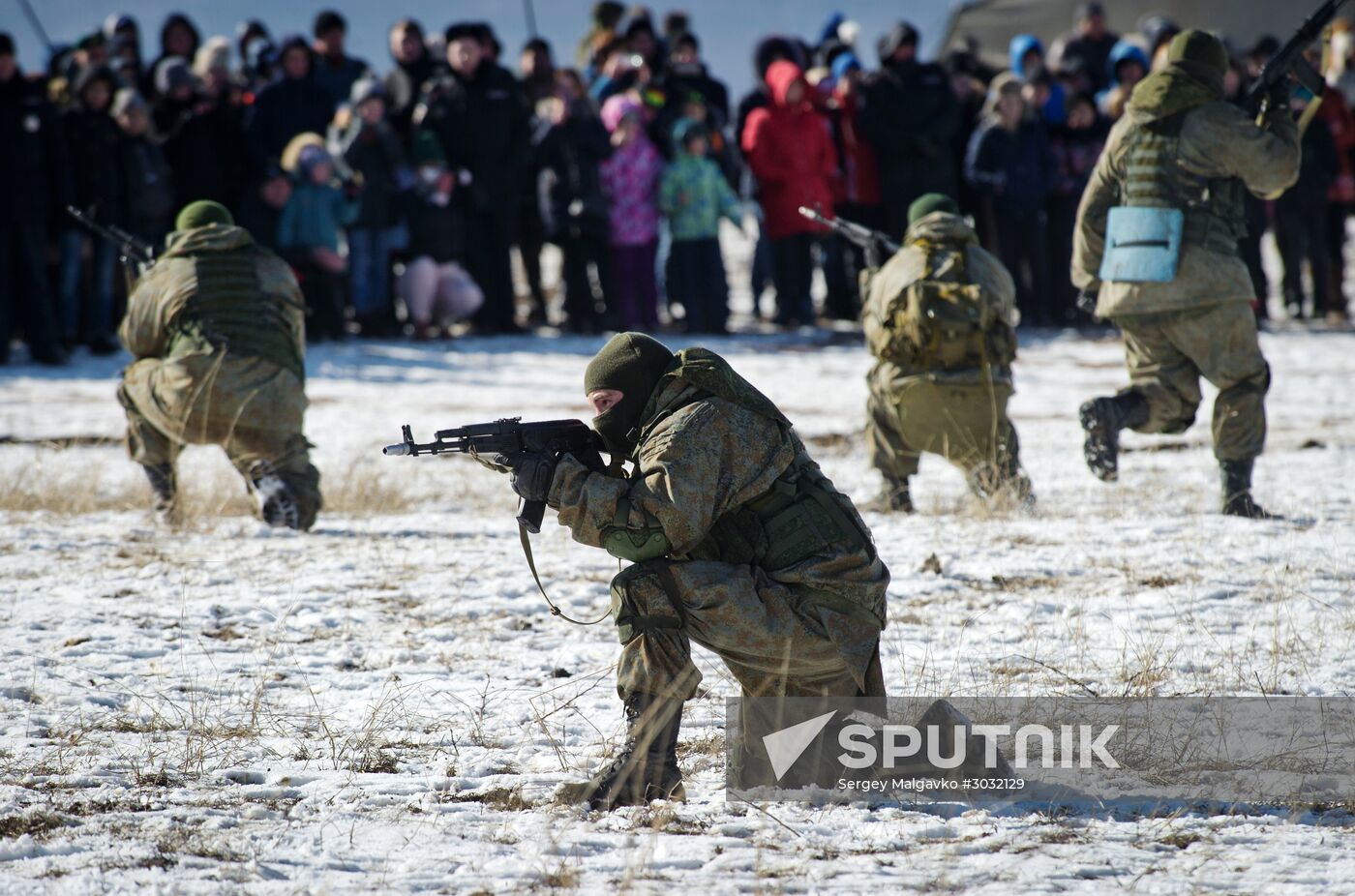 Exhibition performances by soldiers of Black Sea Fleet devoted to Defender of the Fatherland Day