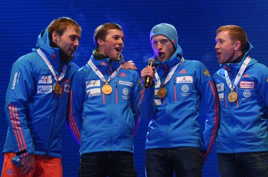 Medal ceremony for IBU World Championships' men's sprint winners