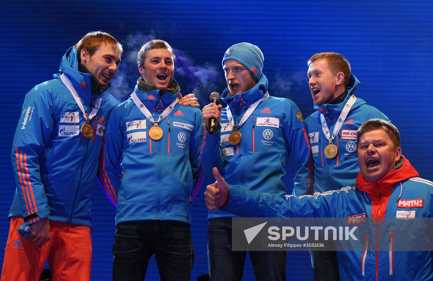 Medal ceremony for IBU World Championships' men's sprint winners