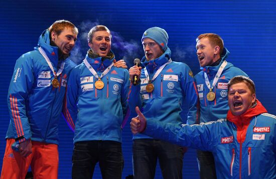 Medal ceremony for IBU World Championships' men's sprint winners