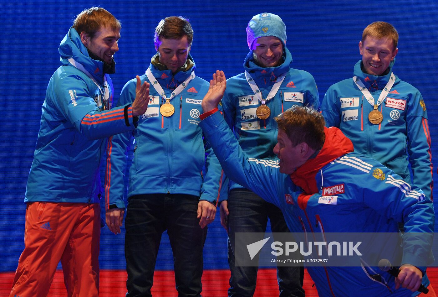 Medal ceremony for IBU World Championships' men's sprint winners