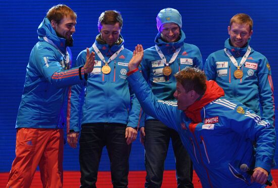 Medal ceremony for IBU World Championships' men's sprint winners