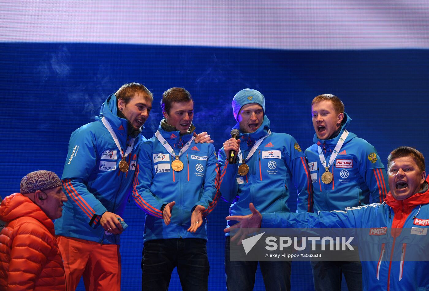 Medal ceremony for IBU World Champioships' men's sprint winners