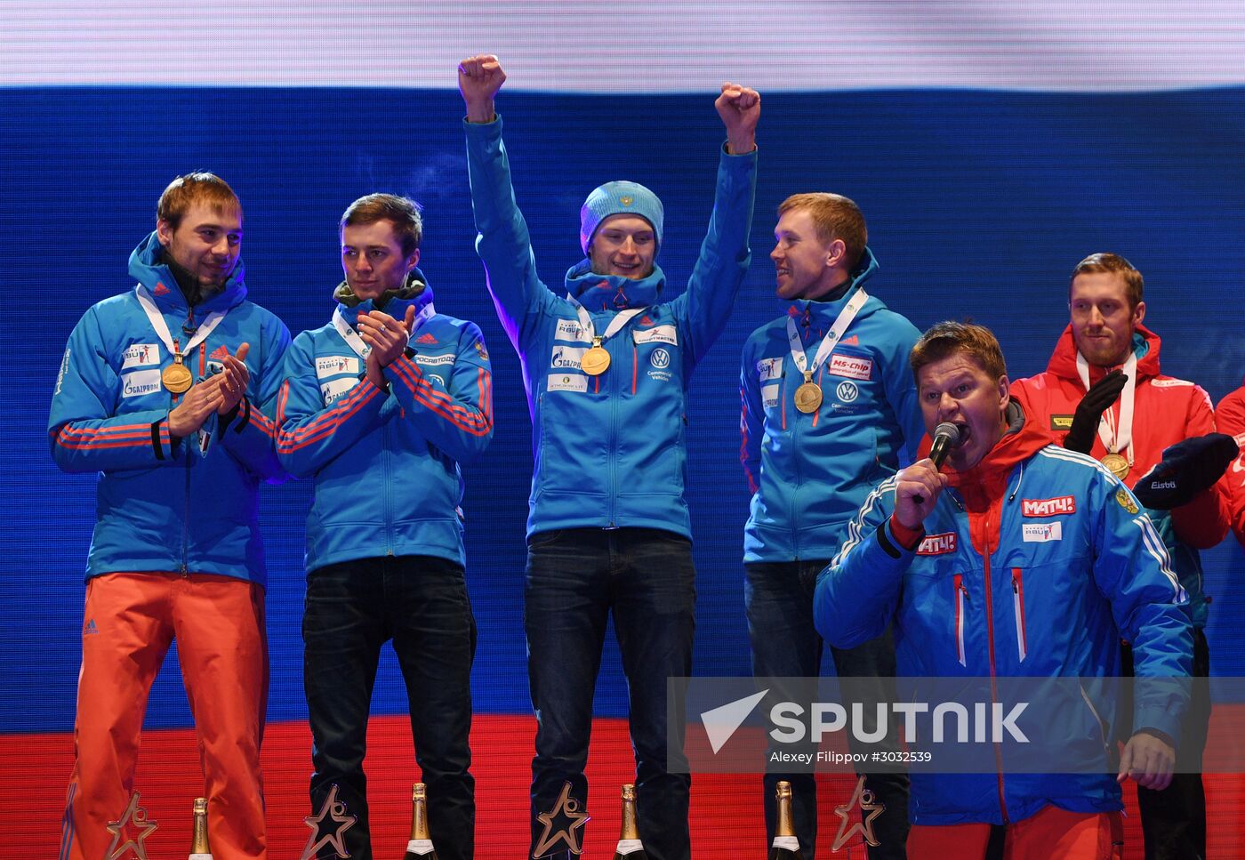 Medal ceremony for IBU World Champioships' men's sprint winners