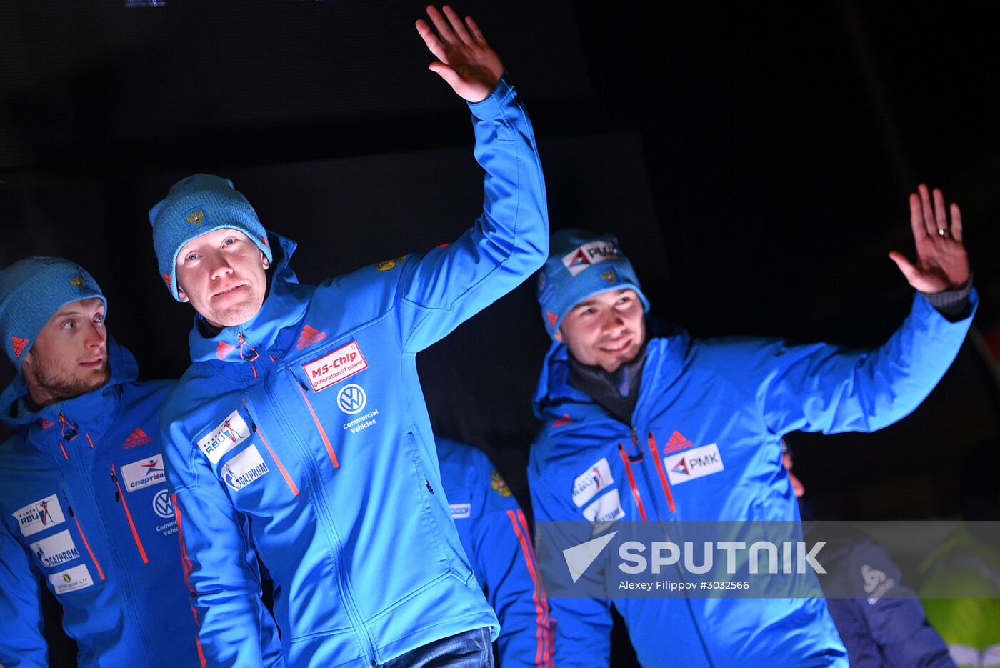 Medal ceremony for Biathlon World Champioships men's relay winners