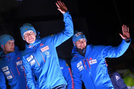 Medal ceremony for Biathlon World Champioships men's relay winners