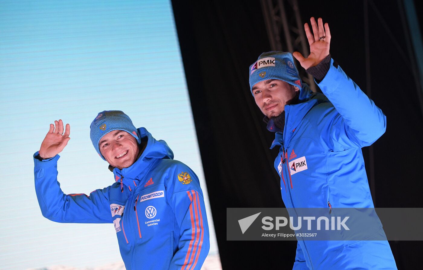 Medal ceremony for Biathlon World Champioships men's relay winners