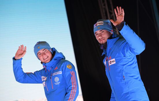 Medal ceremony for Biathlon World Champioships men's relay winners