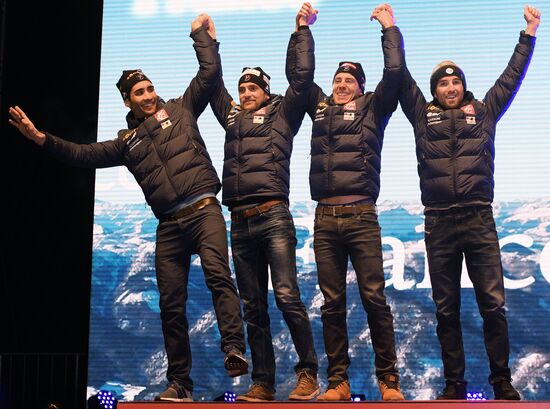 Medal ceremony for Biathlon World Champioships men's relay winners